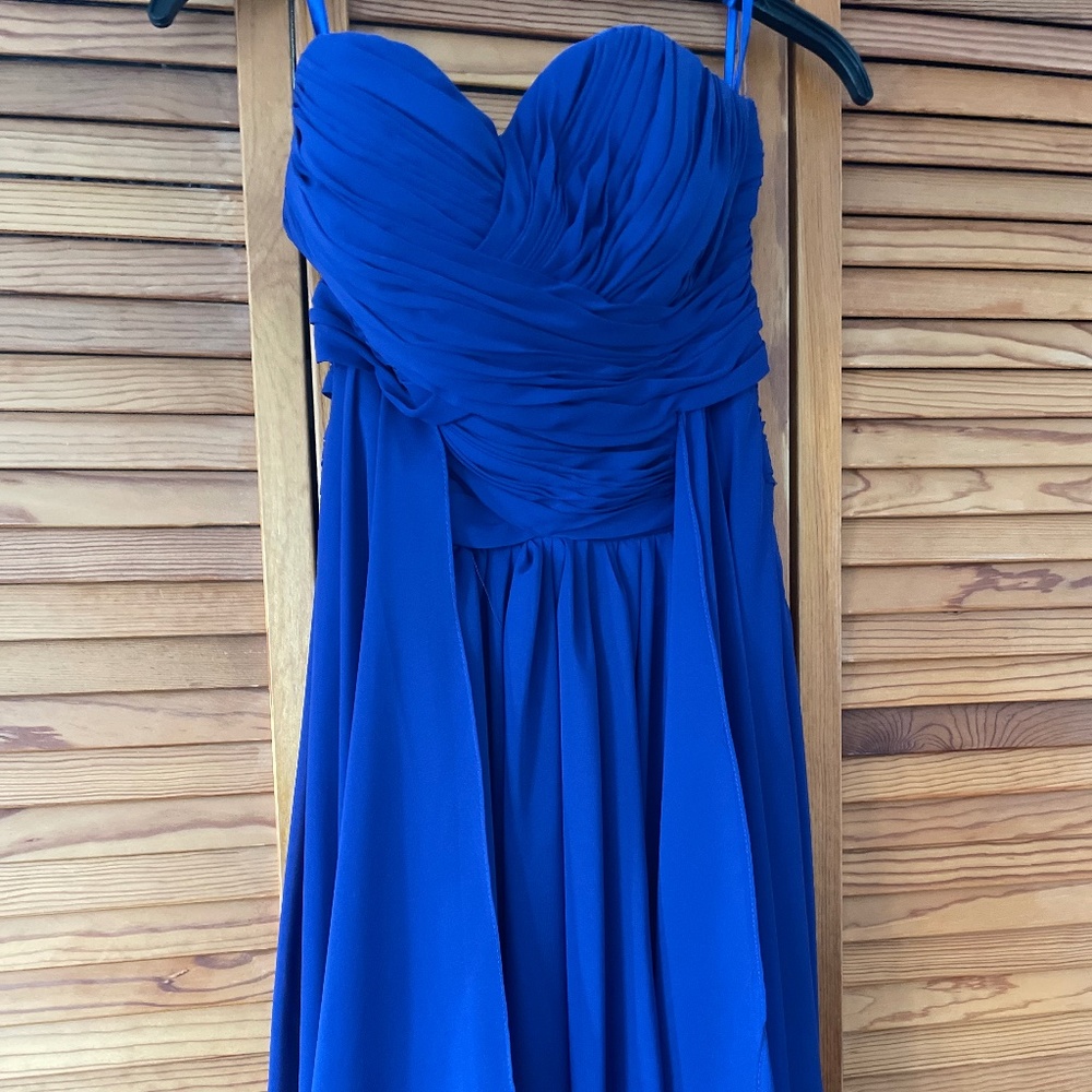 Vintage blue maxi long pleated prom/wedding/formal dress